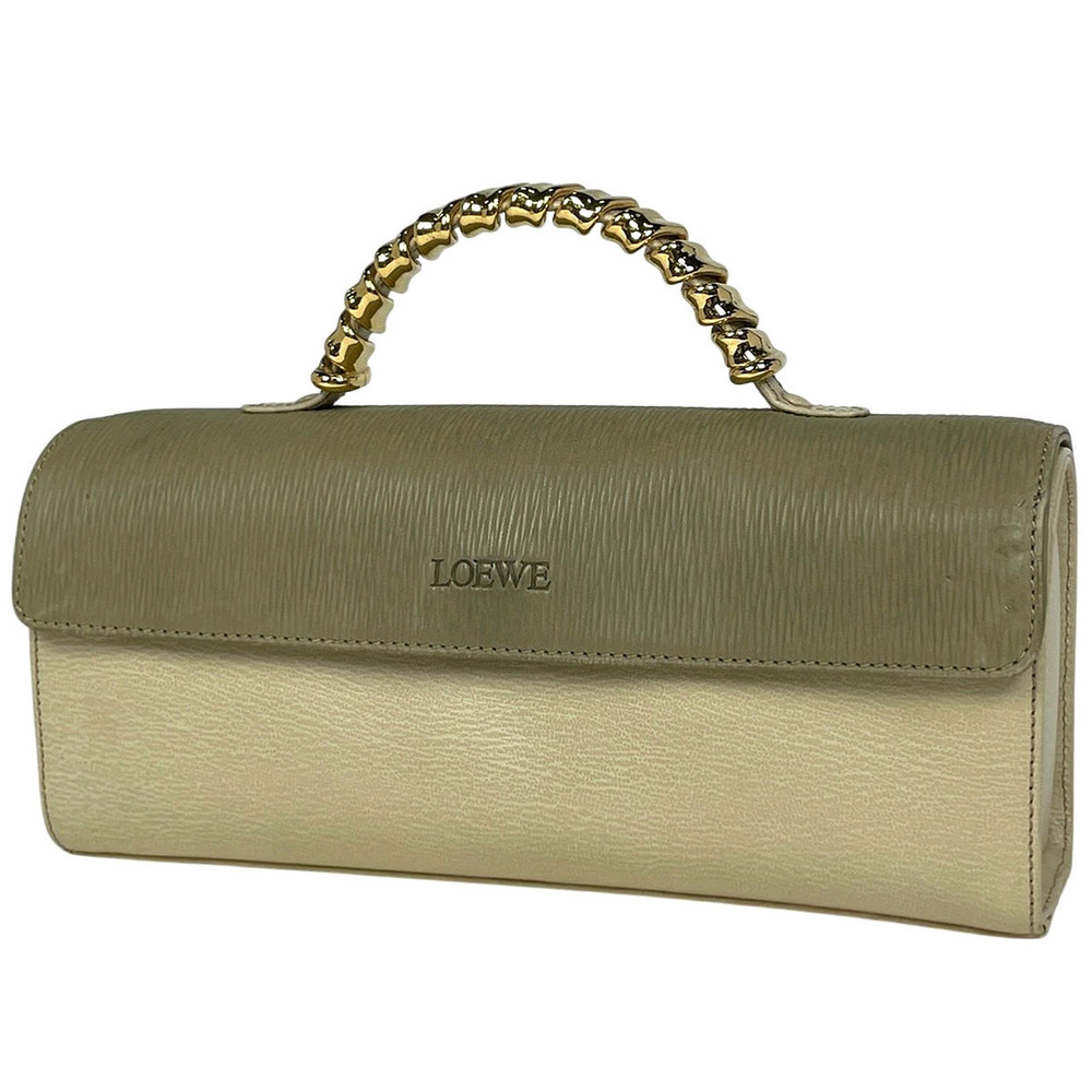 Loewe Velzquez Handbag Leather Ivory White Green